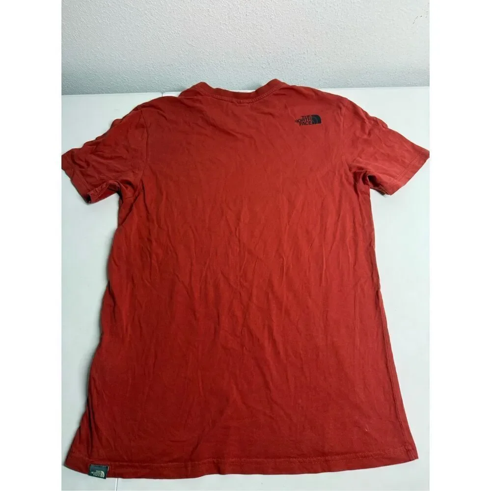North Face Shirt Mens Red Crewneck Short Sleeve Casual Cotton Sz M See Notes
